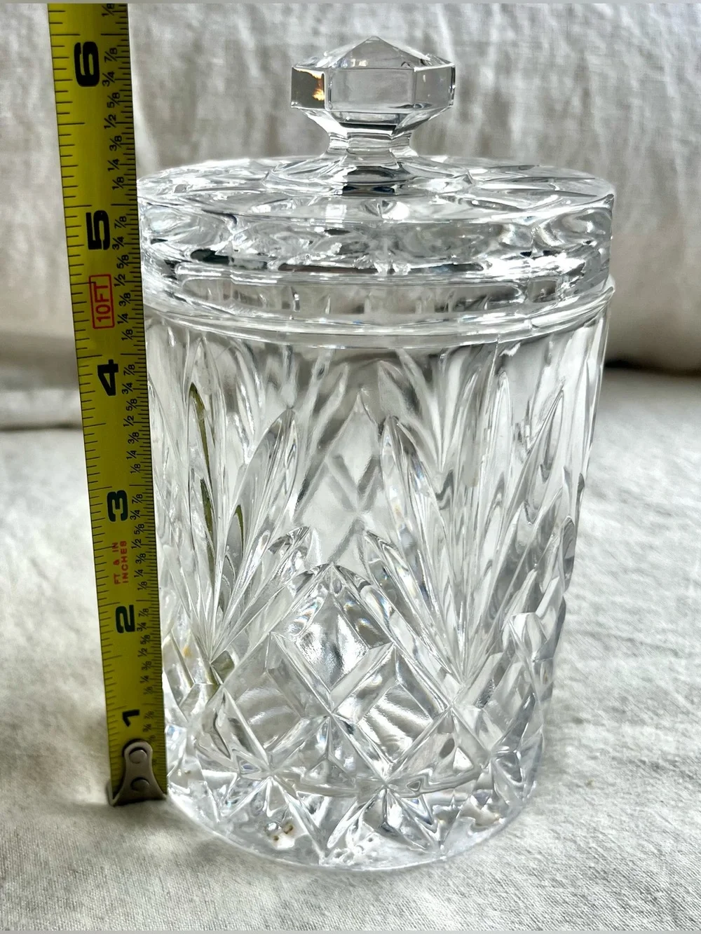 Vintage Bohemian Czech Cut Crystal Biscuit Jar Ice Bucket